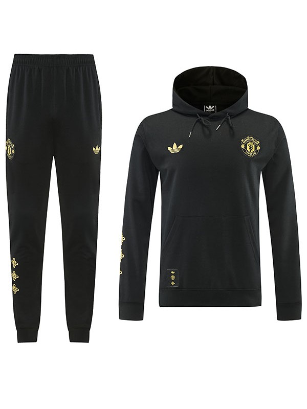 Manchester united hoodie jacket mens all black training tracksuit 2026-2027